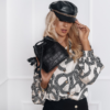 torebka sol czarna, skóra krokodyl - widok przód i modelka